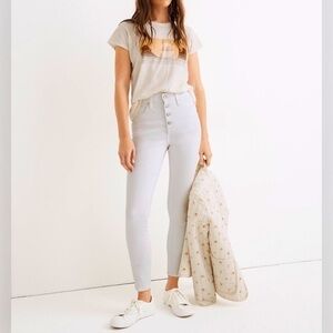 Madewell 10”‎ High Rise skinny crop jeans 29 white exposed button fly